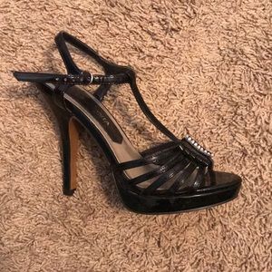 Black with silver pageant heels.